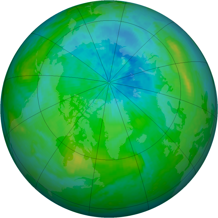 Arctic ozone map for 22 August 2002